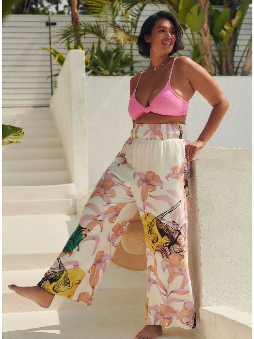 Pia Binazzi Graphic Floral Wide-Leg Pants